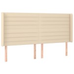 vidaXL Tăblie de pat cu aripioare, crem, 163x16x118/128 cm, textil