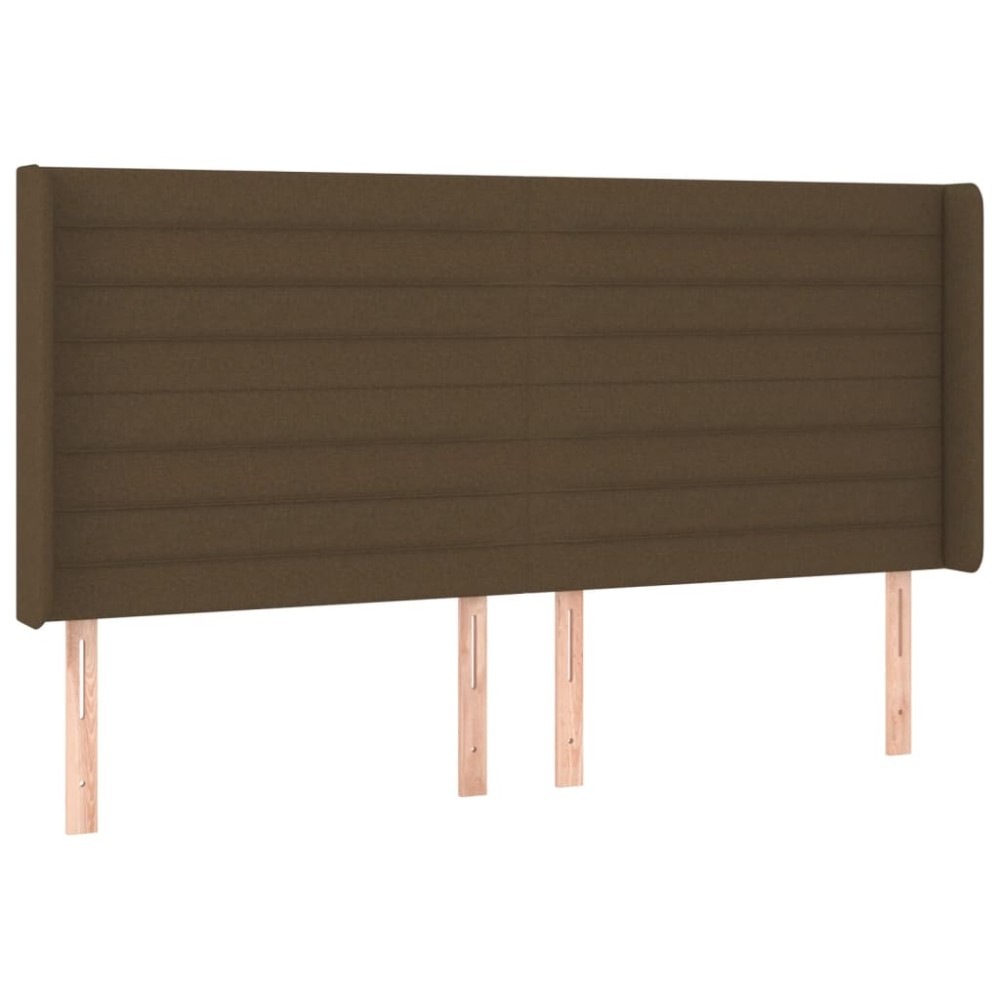vidaXL Tăblie de pat cu aripioare maro închis 183x16x118/128 cm textil