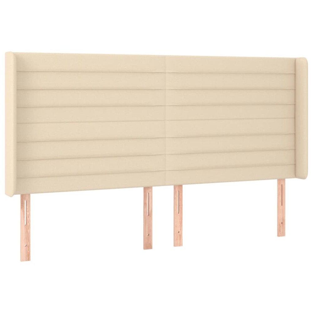 vidaXL Tăblie de pat cu aripioare, crem, 183x16x118/128 cm, textil