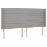 vidaXL Tăblie de pat cu aripioare gri deschis 203x16x118/128 cm textil