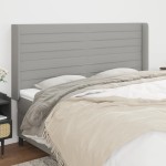 vidaXL Tăblie de pat cu aripioare gri deschis 203x16x118/128 cm textil