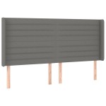 vidaXL Tăblie de pat cu aripioare gri închis 203x16x118/128 cm textil