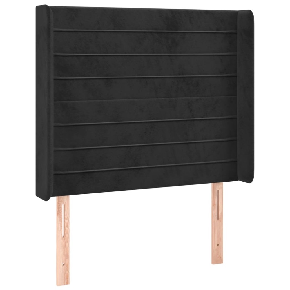 vidaXL Tăblie de pat cu aripioare, negru, 83x16x118/128 cm, catifea