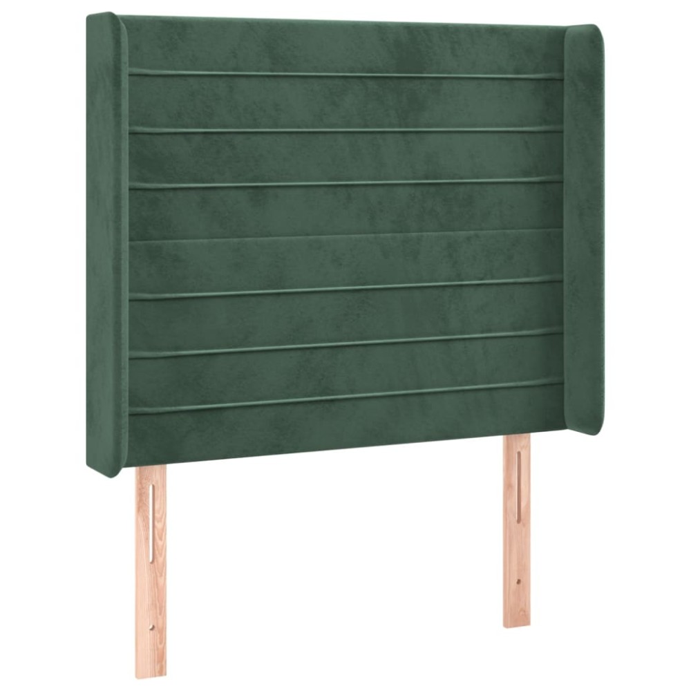 vidaXL Tăblie pat cu aripioare verde închis 83x16x118/128 cm catifea