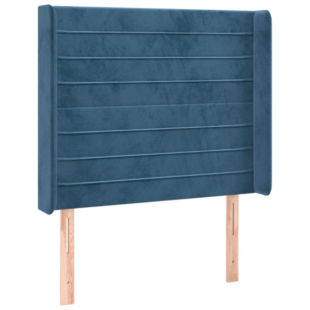 vidaXL Tăblie pat cu urechi albastru închis 103x16x118/128 cm catifea