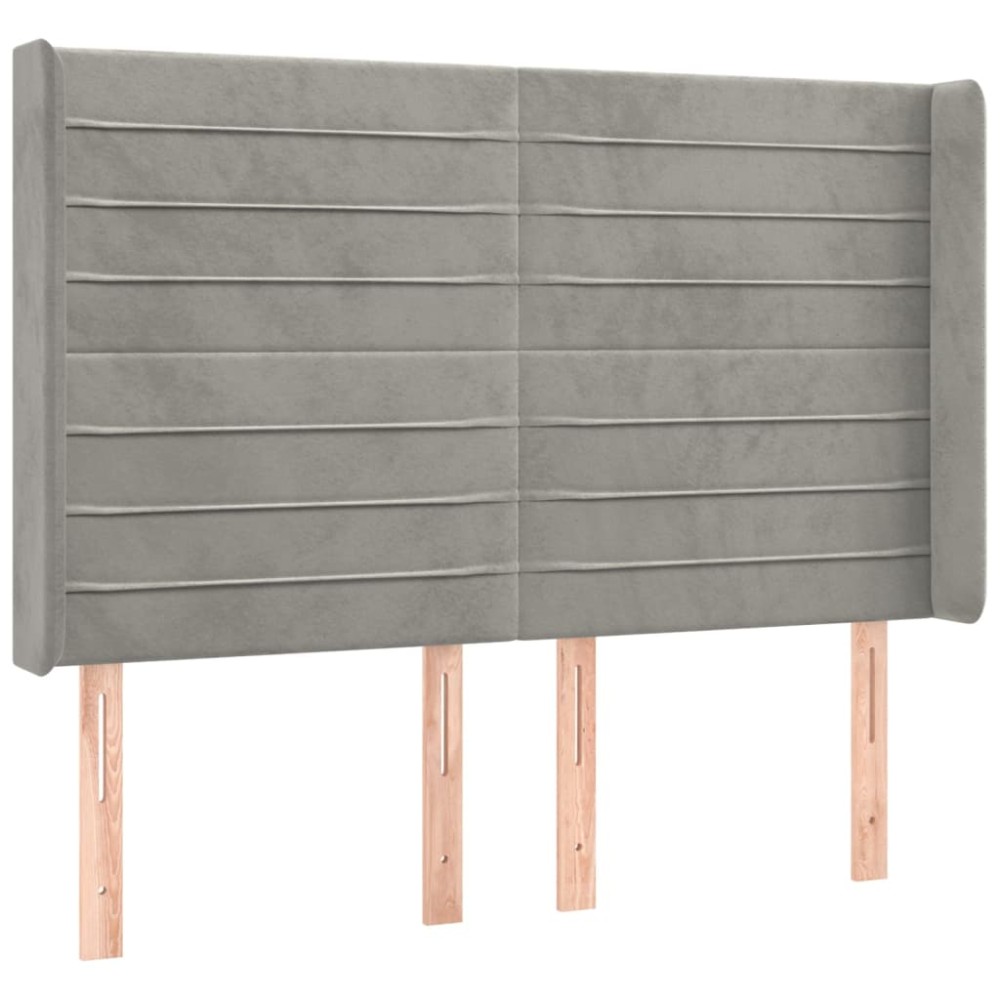 vidaXL Tăblie de pat cu aripioare gri deschis 147x16x118/128cm catifea