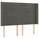 vidaXL Tăblie de pat cu aripioare gri închis 147x16x118/128 cm catifea