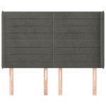 vidaXL Tăblie de pat cu aripioare gri închis 147x16x118/128 cm catifea