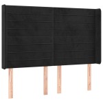 vidaXL Tăblie de pat cu aripioare, negru, 147x16x118/128 cm, catifea