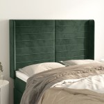 vidaXL Tăblie pat cu aripioare verde închis 147x16x118/128 cm catifea vidaXL Tăblie pat cu aripioare verde închis 147x16x118/128 cm catifea