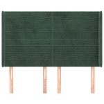 vidaXL Tăblie pat cu aripioare verde închis 147x16x118/128 cm catifea vidaXL Tăblie pat cu aripioare verde închis 147x16x118/128 cm catifea
