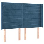 vidaXL Tăblie pat cu urechi albastru închis 147x16x118/128 cm catifea vidaXL Tăblie pat cu urechi albastru închis 147x16x118/128 cm catifea