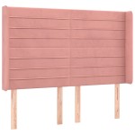 vidaXL Tăblie de pat cu aripioare, roz, 147x16x118/128 cm, catifea