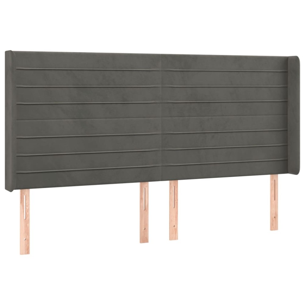 vidaXL Tăblie de pat cu aripioare gri închis 163x16x118/128 cm catifea