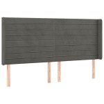 vidaXL Tăblie de pat cu aripioare gri închis 163x16x118/128 cm catifea vidaXL Tăblie de pat cu aripioare gri închis 163x16x118/128 cm catifea