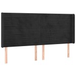 vidaXL Tăblie de pat cu aripioare, negru, 163x16x118/128 cm, catifea