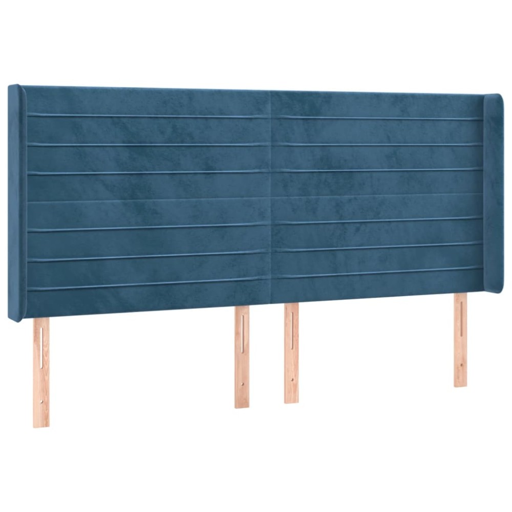 vidaXL Tăblie pat cu urechi albastru închis 163x16x118/128 cm catifea