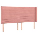vidaXL Tăblie de pat cu aripioare, roz, 163x16x118/128 cm, catifea