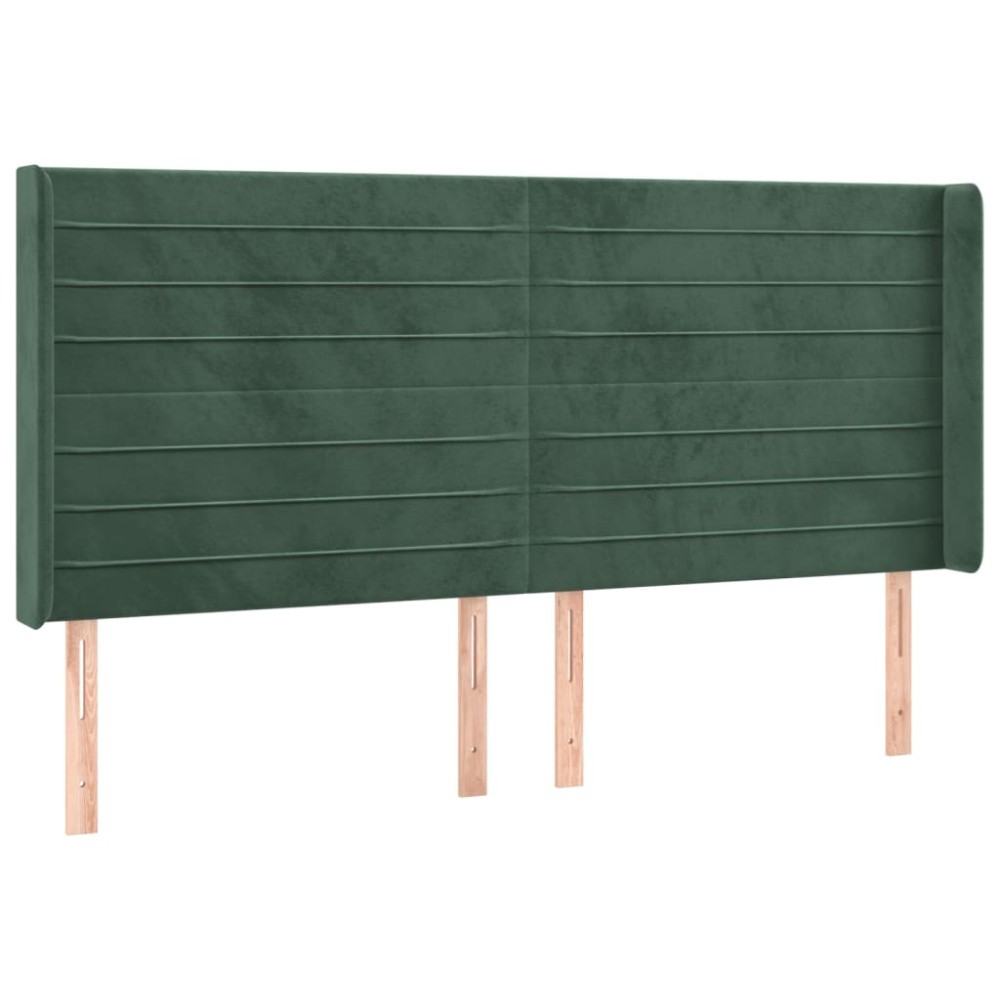 vidaXL Tăblie pat cu aripioare verde închis 183x16x118/128 cm catifea