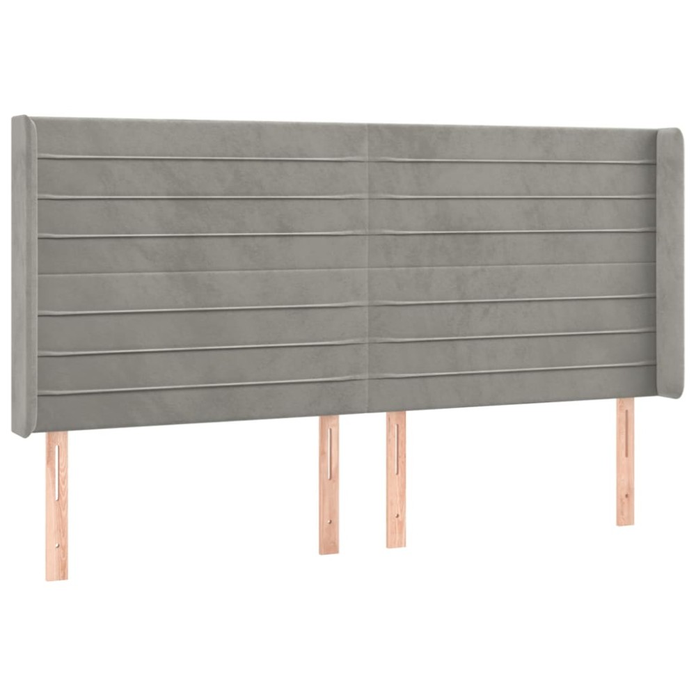 vidaXL Tăblie de pat cu aripioare gri deschis 203x16x118/128cm catifea