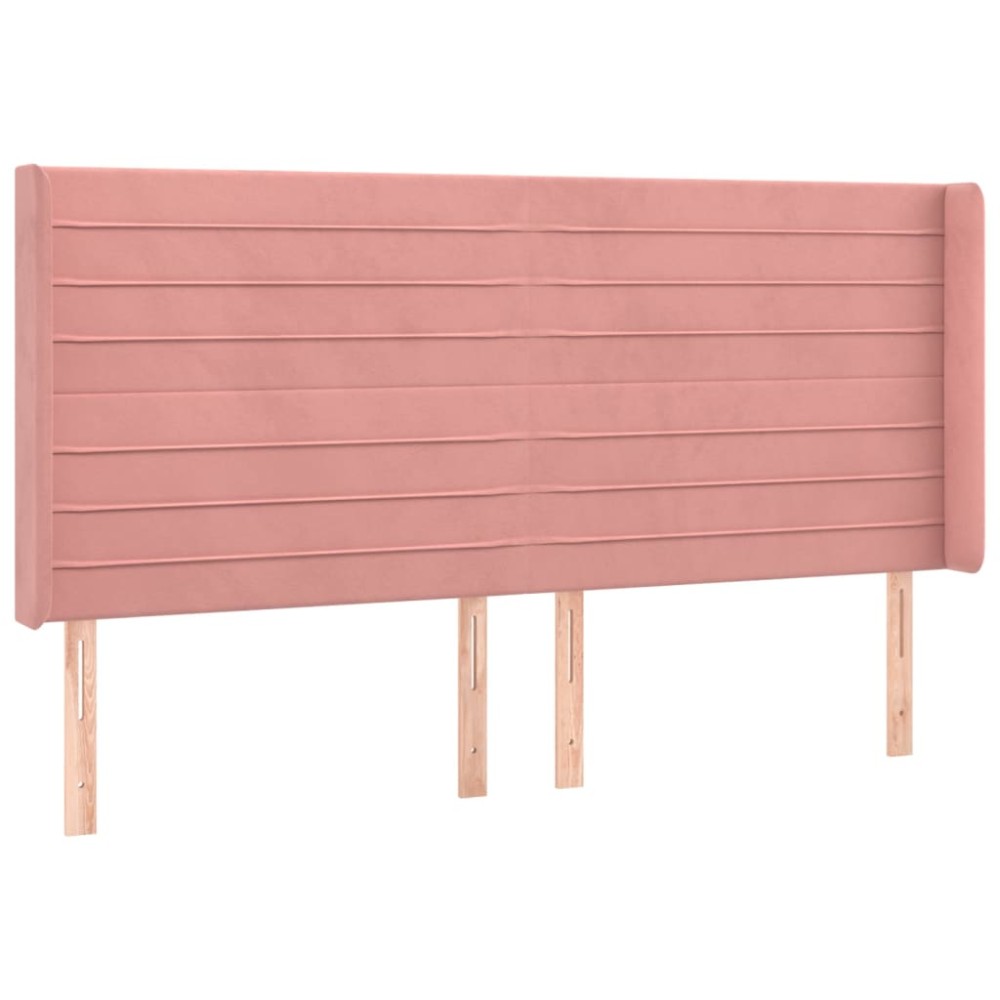 vidaXL Tăblie de pat cu aripioare, roz, 203x16x118/128 cm, catifea