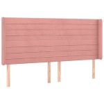vidaXL Tăblie de pat cu aripioare, roz, 203x16x118/128 cm, catifea