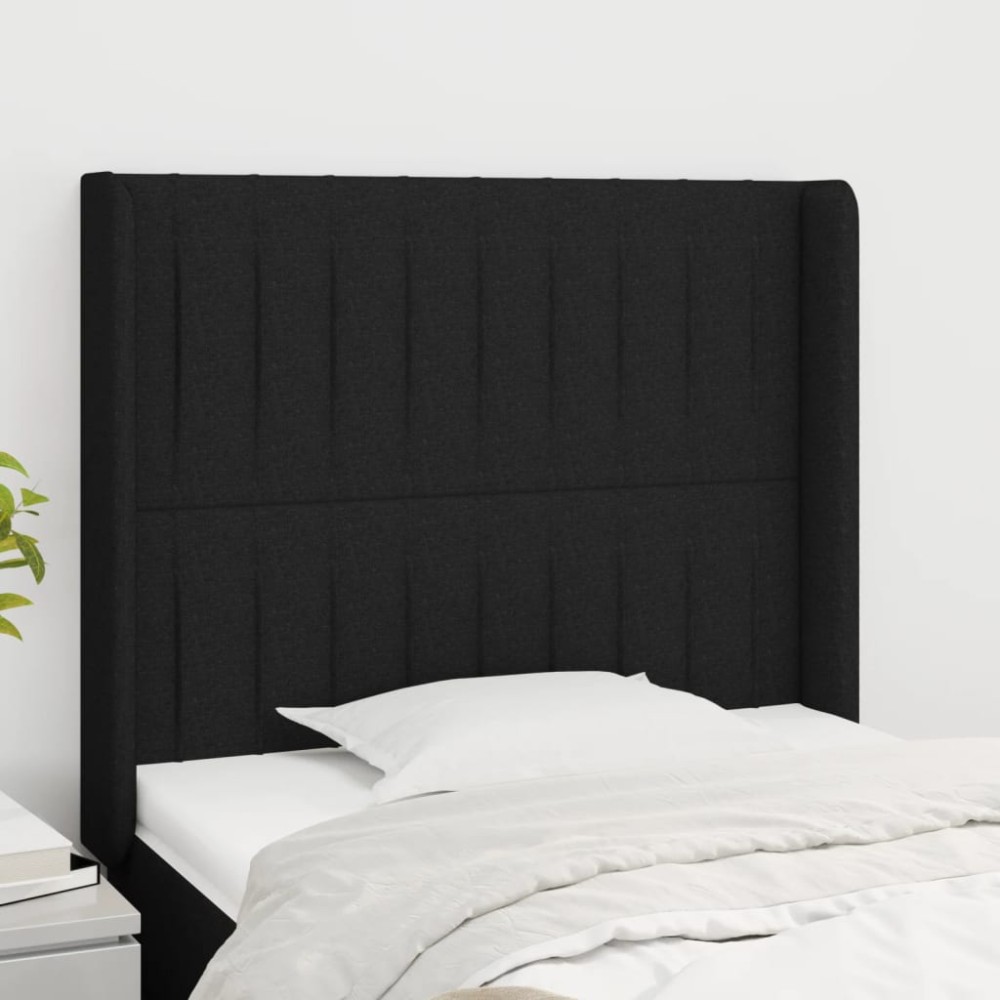 vidaXL Tăblie de pat cu aripioare, negru, 83x16x118/128 cm, textil