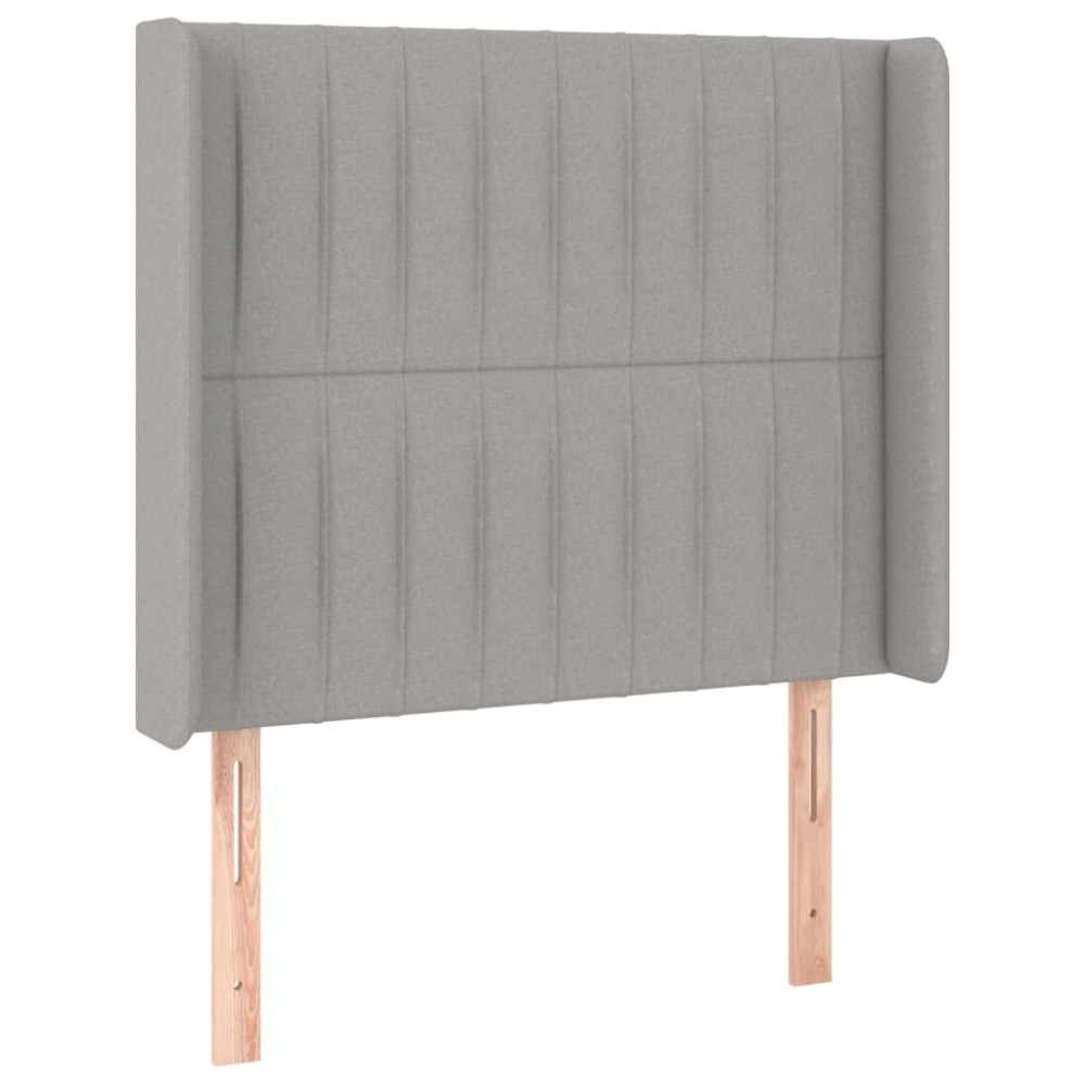 vidaXL Tăblie de pat cu aripioare gri deschis 93x16x118/128 cm textil