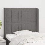 vidaXL Tăblie de pat cu aripioare gri închis 93x16x118/128 cm textil