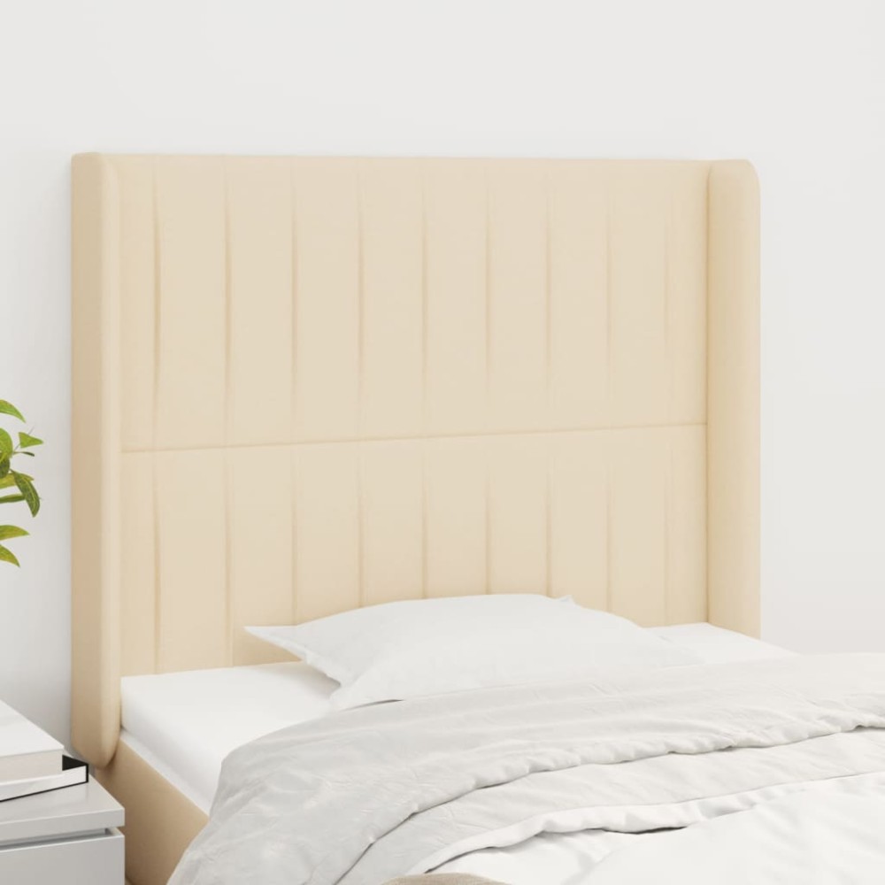 vidaXL Tăblie de pat cu aripioare, crem, 93x16x118/128 cm, textil