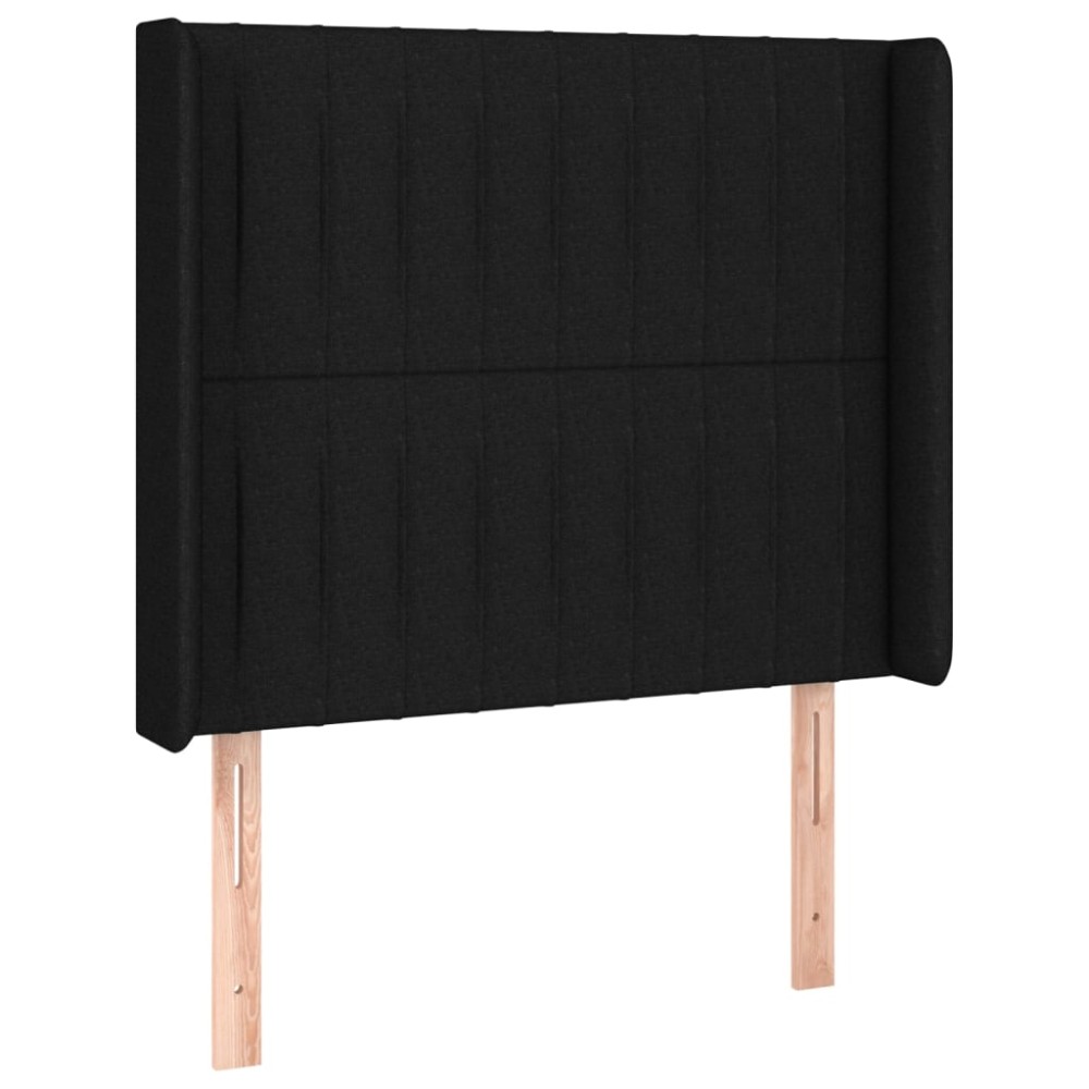vidaXL Tăblie de pat cu aripioare, negru, 103x16x118/128 cm, textil