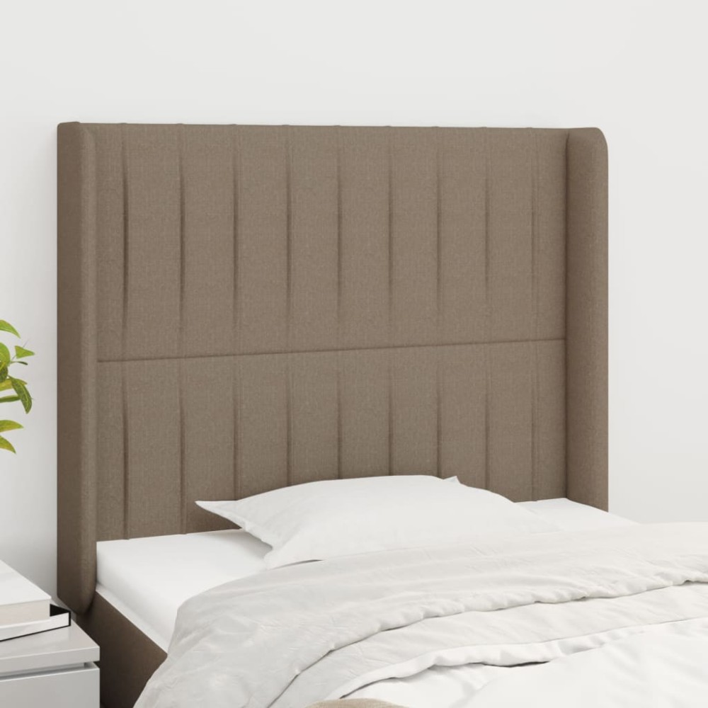 vidaXL Tăblie de pat cu aripioare gri taupe 103x16x118/128 cm textil