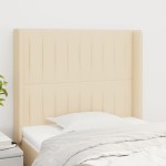 vidaXL Tăblie de pat cu aripioare, crem, 103x16x118/128 cm, textil