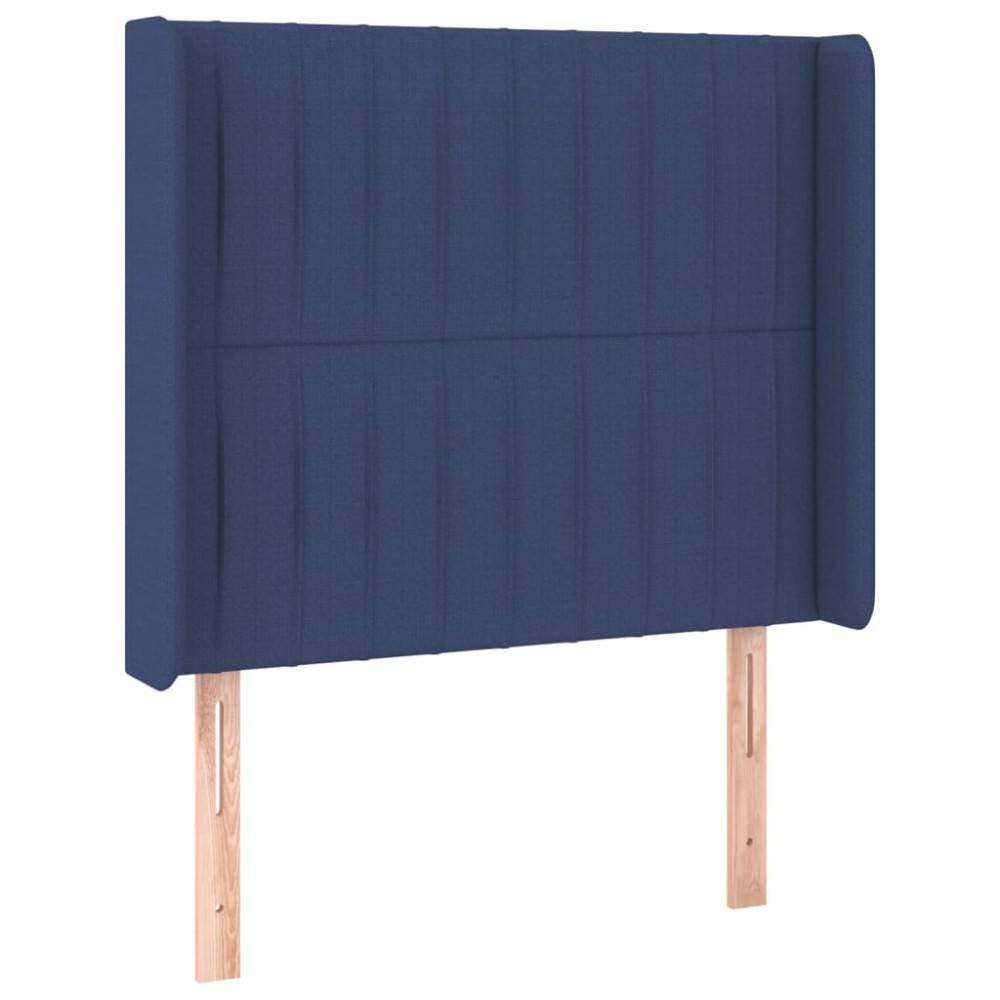vidaXL Tăblie de pat cu aripioare, albastru, 103x16x118/128 cm, textil