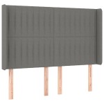 vidaXL Tăblie de pat cu aripioare gri închis 147x16x118/128 cm textil