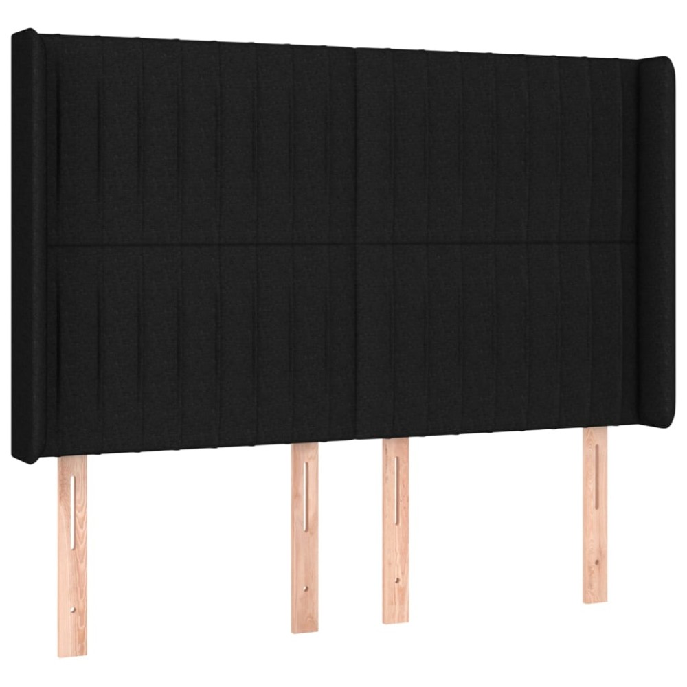 vidaXL Tăblie de pat cu aripioare, negru, 147x16x118/128 cm, textil