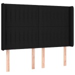 vidaXL Tăblie de pat cu aripioare, negru, 147x16x118/128 cm, textil