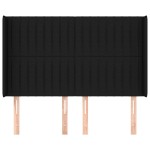 vidaXL Tăblie de pat cu aripioare, negru, 147x16x118/128 cm, textil