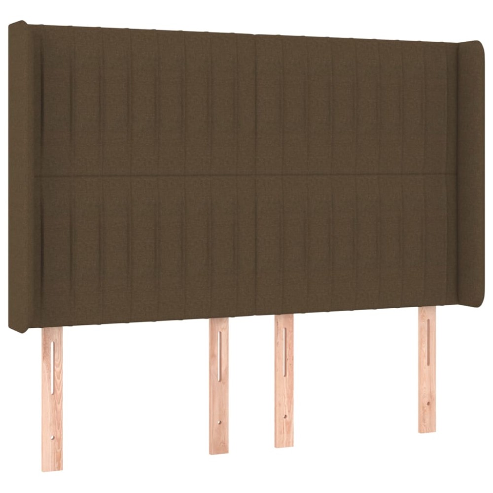 vidaXL Tăblie de pat cu aripioare maro închis 147x16x118/128 cm textil