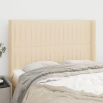 vidaXL Tăblie de pat cu aripioare, crem, 147x16x118/128 cm, textil