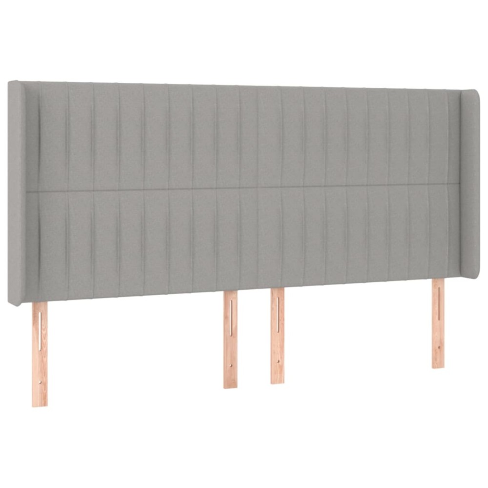 vidaXL Tăblie de pat cu aripioare gri deschis 163x16x118/128 cm textil
