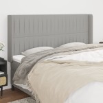 vidaXL Tăblie de pat cu aripioare gri deschis 163x16x118/128 cm textil vidaXL Tăblie de pat cu aripioare gri deschis 163x16x118/128 cm textil