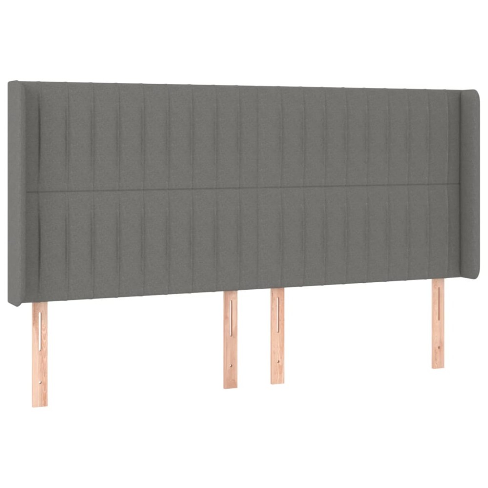 vidaXL Tăblie de pat cu aripioare gri închis 163x16x118/128 cm textil