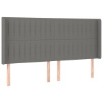 vidaXL Tăblie de pat cu aripioare gri închis 163x16x118/128 cm textil vidaXL Tăblie de pat cu aripioare gri închis 163x16x118/128 cm textil