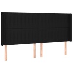 vidaXL Tăblie de pat cu aripioare, negru, 163x16x118/128 cm, textil