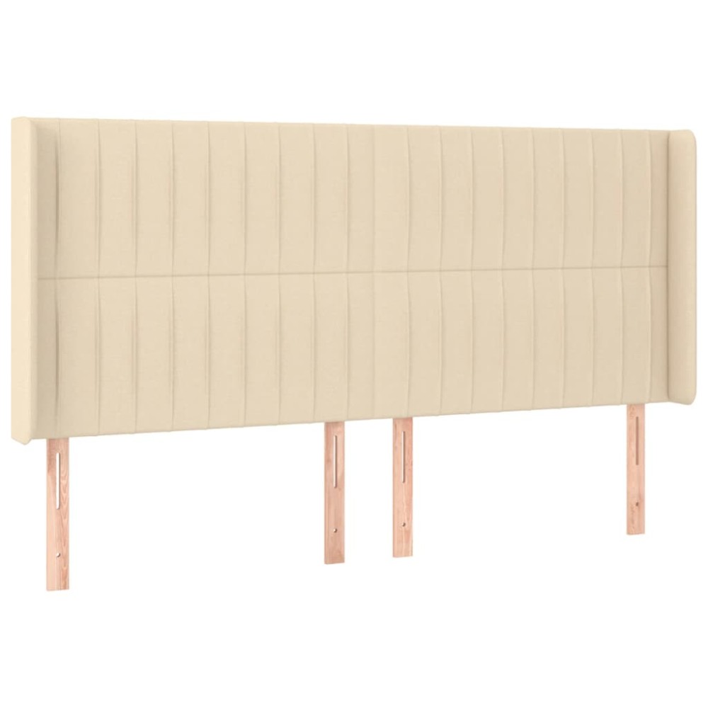 vidaXL Tăblie de pat cu aripioare, crem, 163x16x118/128 cm, textil