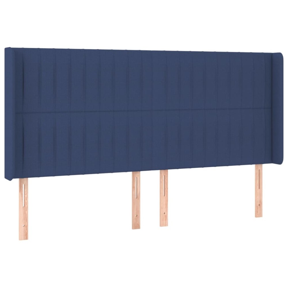 vidaXL Tăblie de pat cu aripioare, albastru, 163x16x118/128 cm, textil