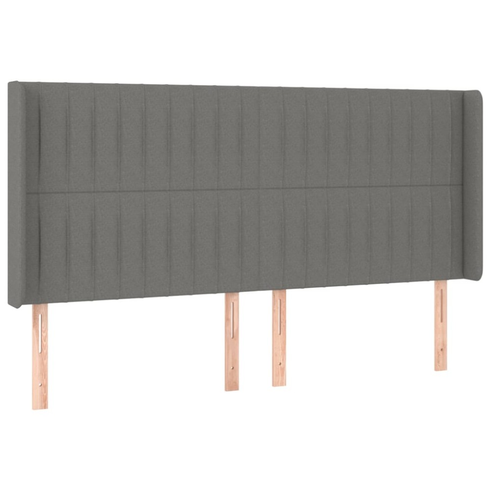 vidaXL Tăblie de pat cu aripioare gri închis 183x16x118/128 cm textil