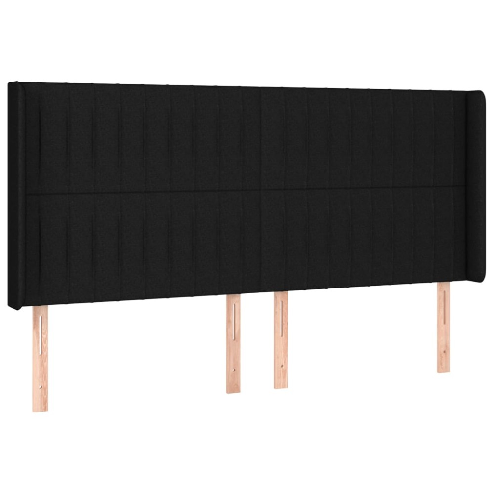 vidaXL Tăblie de pat cu aripioare, negru, 183x16x118/128 cm, textil