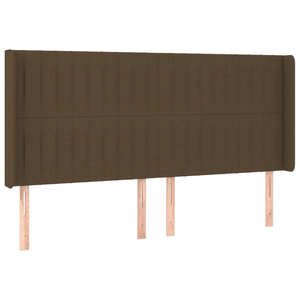 vidaXL Tăblie de pat cu aripioare maro închis 183x16x118/128 cm textil